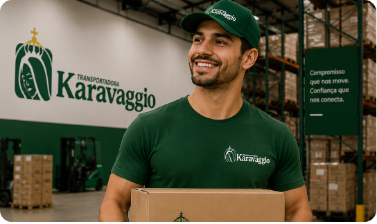 Colaborador Karavaggio no centro de distribuição
